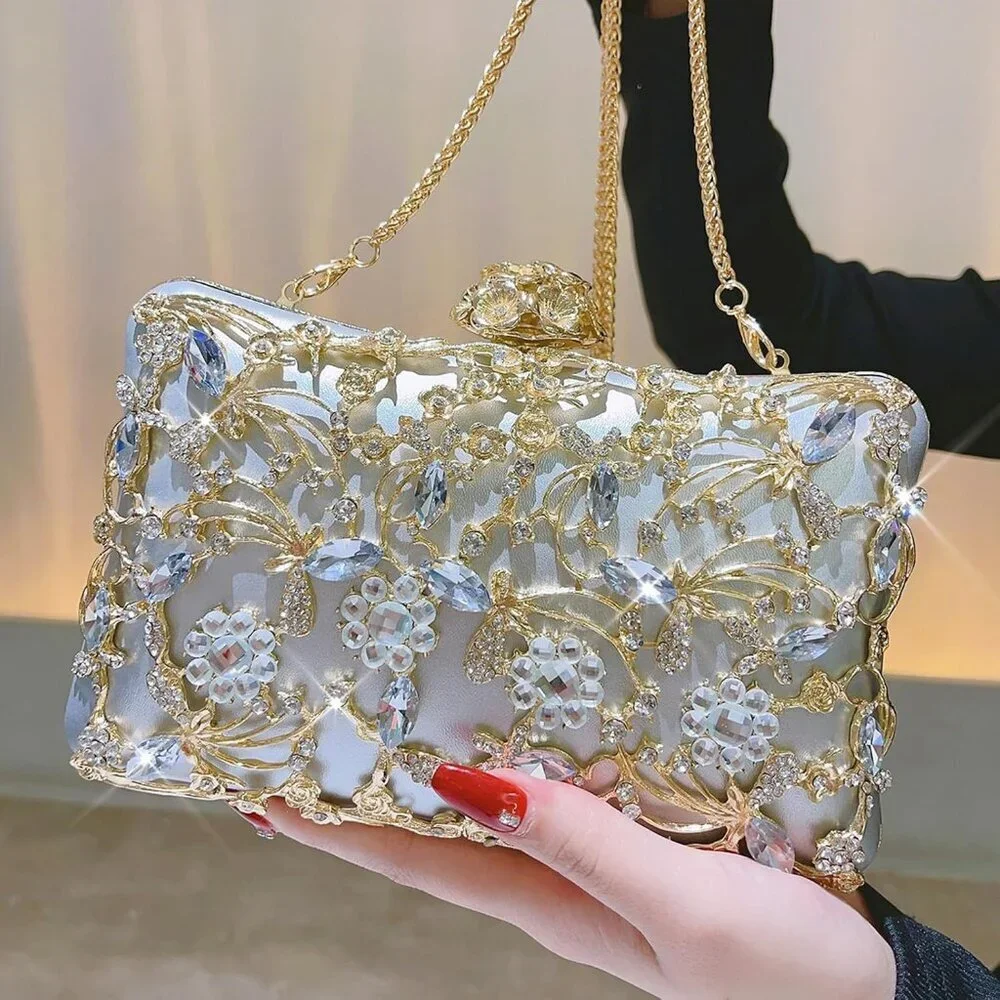 BABEYOND Rhinestone Clutch for Women Sparkly Triangle Purse 1920s Evening Bag - Picture 3 of 8
